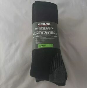 Merino Wool Socks Mens Size  7-13 Outdoor Hiking Full Cushion Kirkland Signature